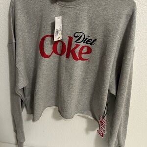 Gray Crop Sweatshirt with Red Logo